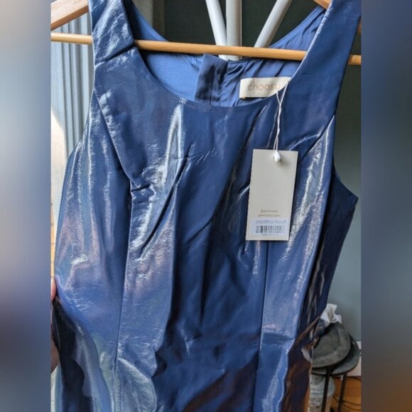 Nwt Choosy Chic Navy Blue Sleeveless Faux Leather Dress - Picture 5 of 6